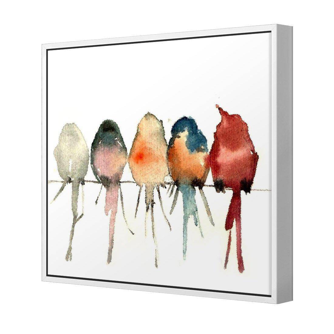 Watercolour Birds on Branch Canvas Art-Canvas-Wall Art Designs-30x30cm-Canvas - White Frame-Wall Art Designs