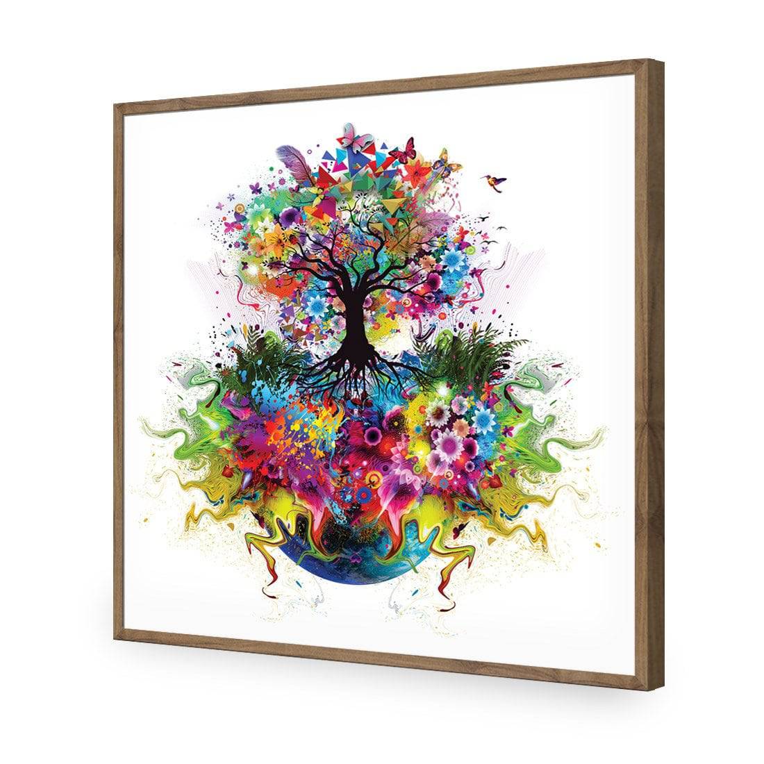 Flower Power, Square-Acrylic-Wall Art Design-Without Border-Acrylic - Natural Frame-37x37cm-Wall Art Designs