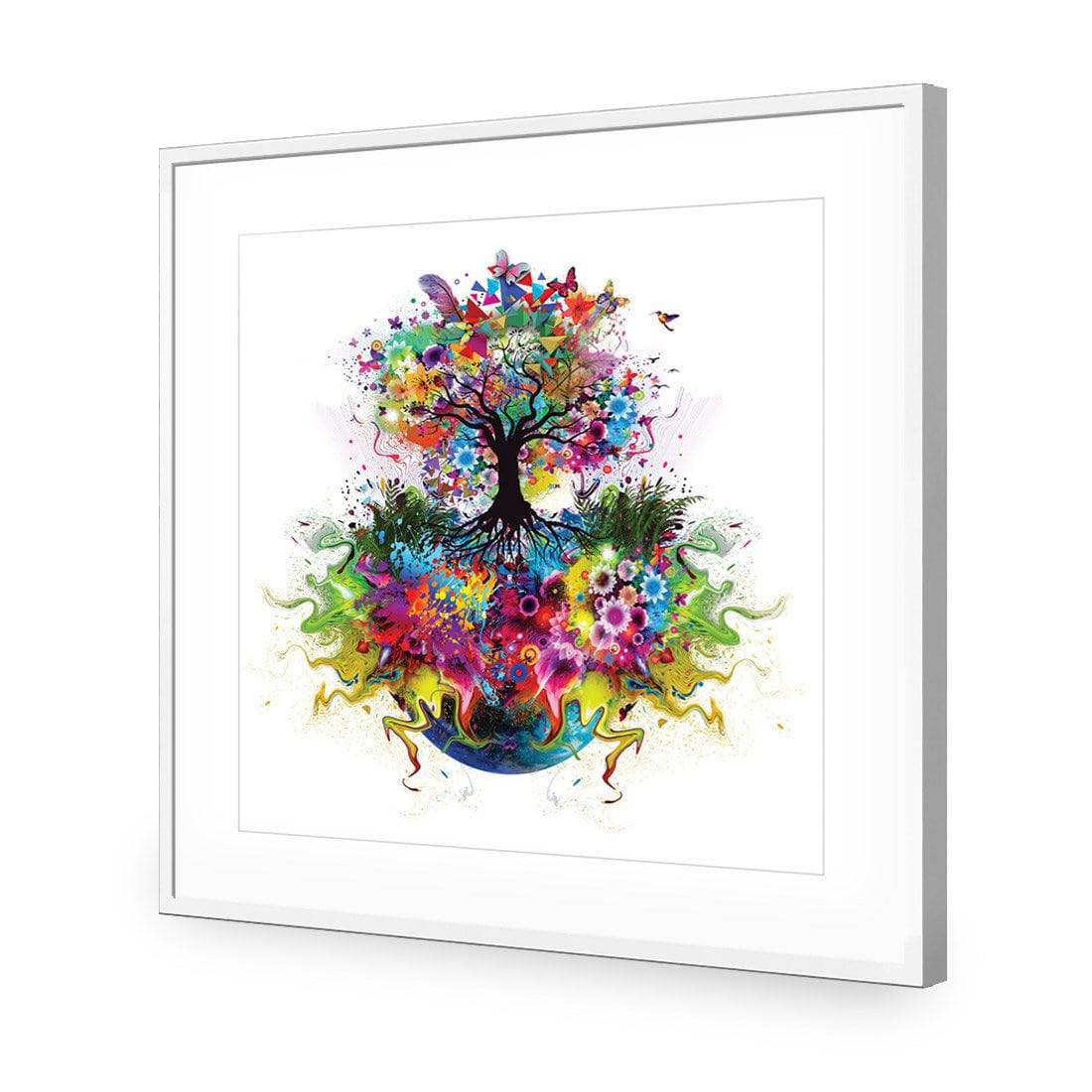 Flower Power, Square-Acrylic-Wall Art Design-With Border-Acrylic - White Frame-37x37cm-Wall Art Designs