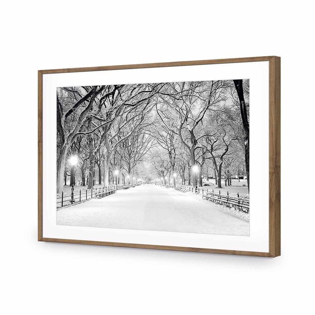 Central Park Dawn in Snow-Acrylic-Wall Art Design-With Border-Acrylic - Natural Frame-45x30cm-Wall Art Designs