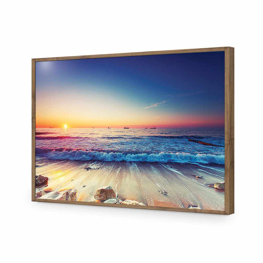 High Tide Sunset-Acrylic-Wall Art Design-Without Border-Acrylic - Natural Frame-45x30cm-Wall Art Designs