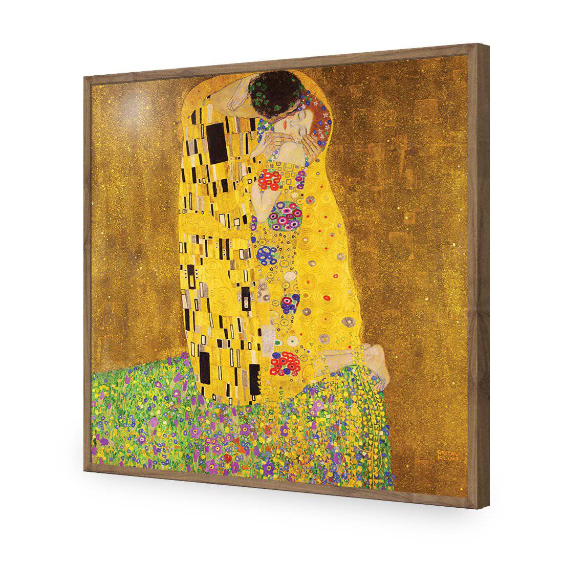 The Kiss, Square-Acrylic-Wall Art Design-Without Border-Acrylic - Natural Frame-37x37cm-Wall Art Designs