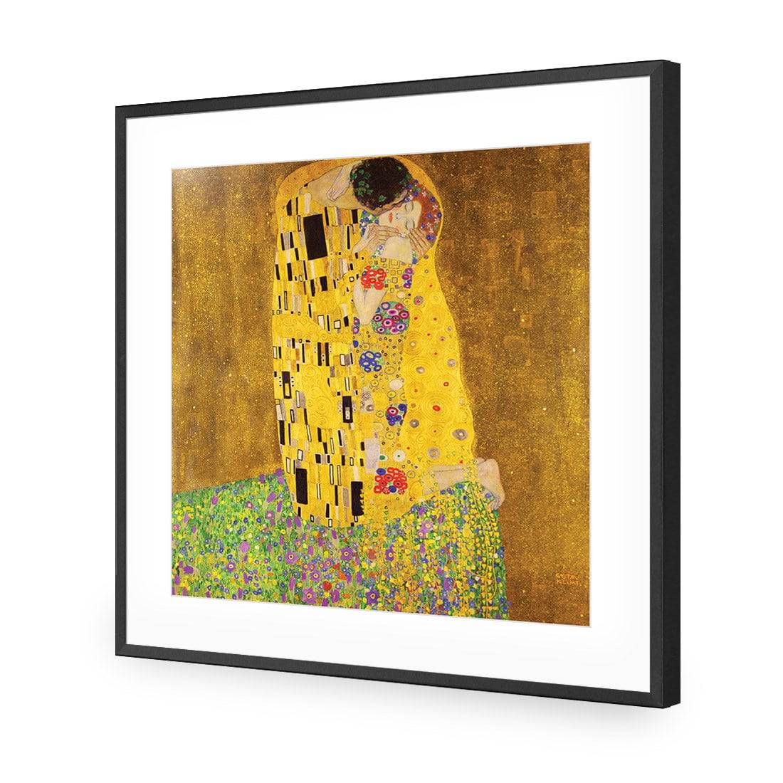 The Kiss, Square-Acrylic-Wall Art Design-With Border-Acrylic - Black Frame-37x37cm-Wall Art Designs