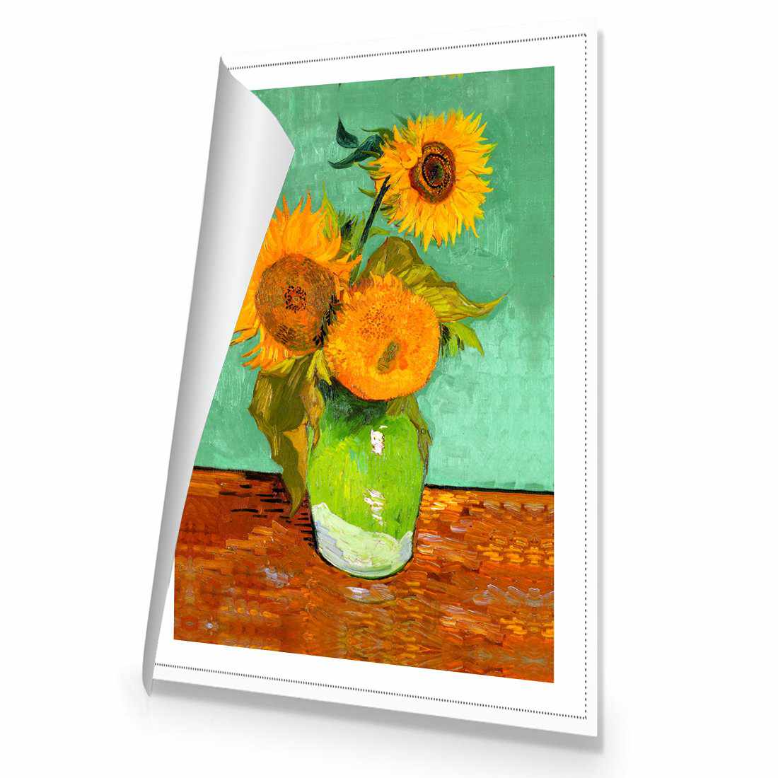 Sunflowers On Green by Van Gogh Canvas Art-Canvas-Wall Art Designs-45x30cm-Rolled Canvas-Wall Art Designs