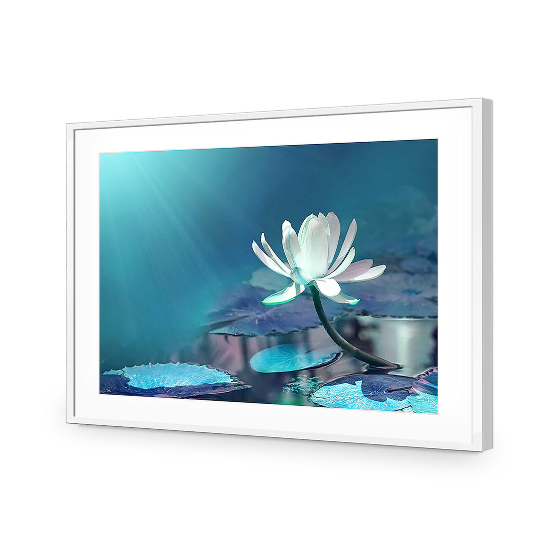 Water Lily, Blue Acrylic Glass Art
