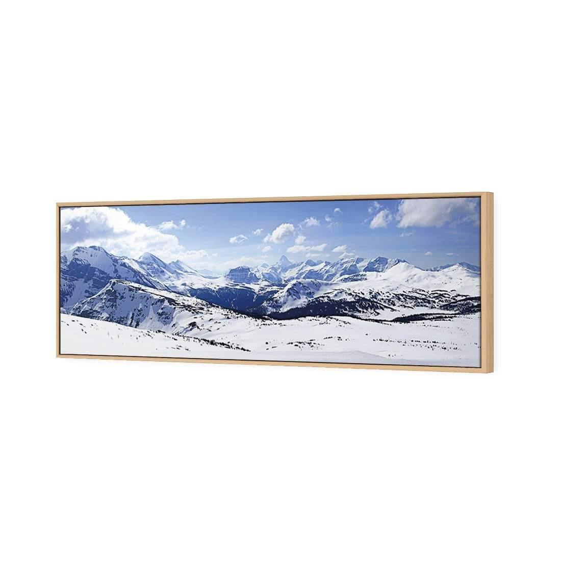 Snowy Mountain Panoramic (Long) | Classic Canvas | Floating Frame | Oak