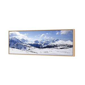 Snowy Mountain Panoramic (Long) | Classic Canvas | Floating Frame | Oak