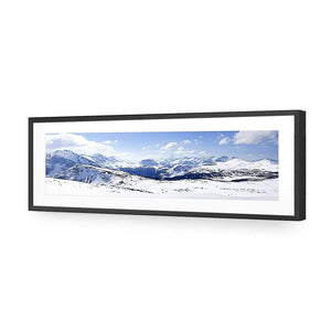 Snowy Mountain Panoramic (Long) | Classic Acrylic | Flat Frame With Border | Black