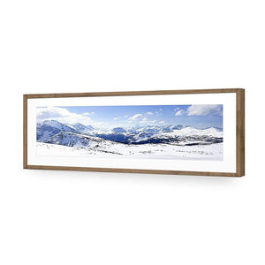 Snowy Mountain Panoramic (Long) | Classic Acrylic | Flat Frame With Border | Natural