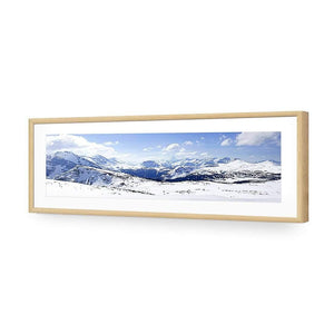 Snowy Mountain Panoramic (Long) | Classic Acrylic | Flat Frame With Border | Oak