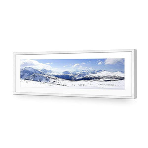 Snowy Mountain Panoramic (Long) | Classic Acrylic | Flat Frame With Border | White