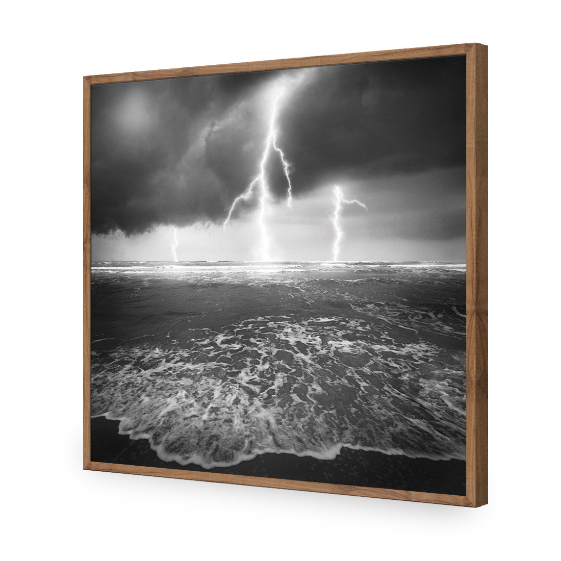 Lightning Beach, Black and White (Square)