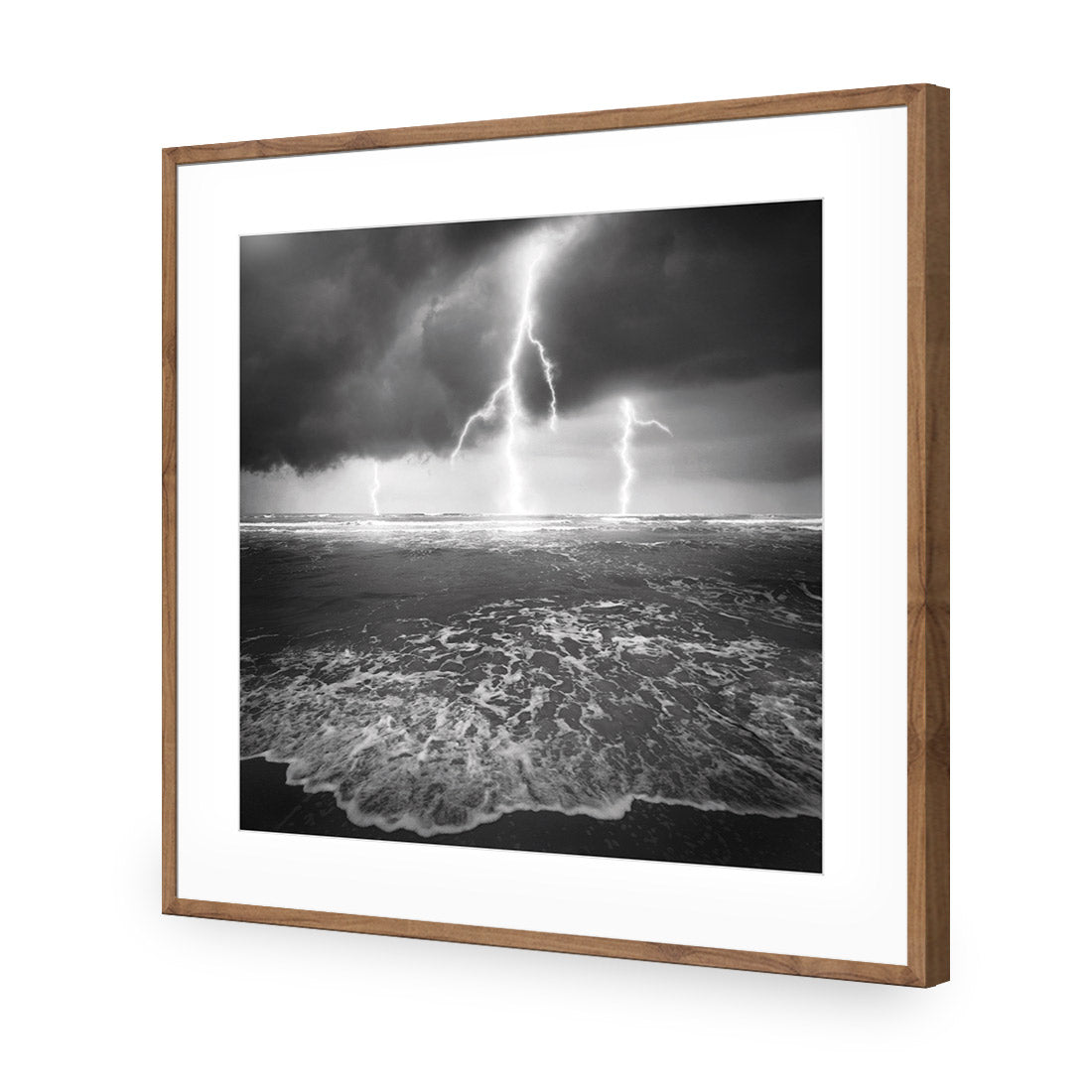 Lightning Beach, Black and White (Square)