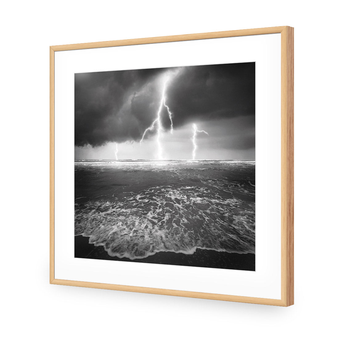 Lightning Beach, Black and White (Square)