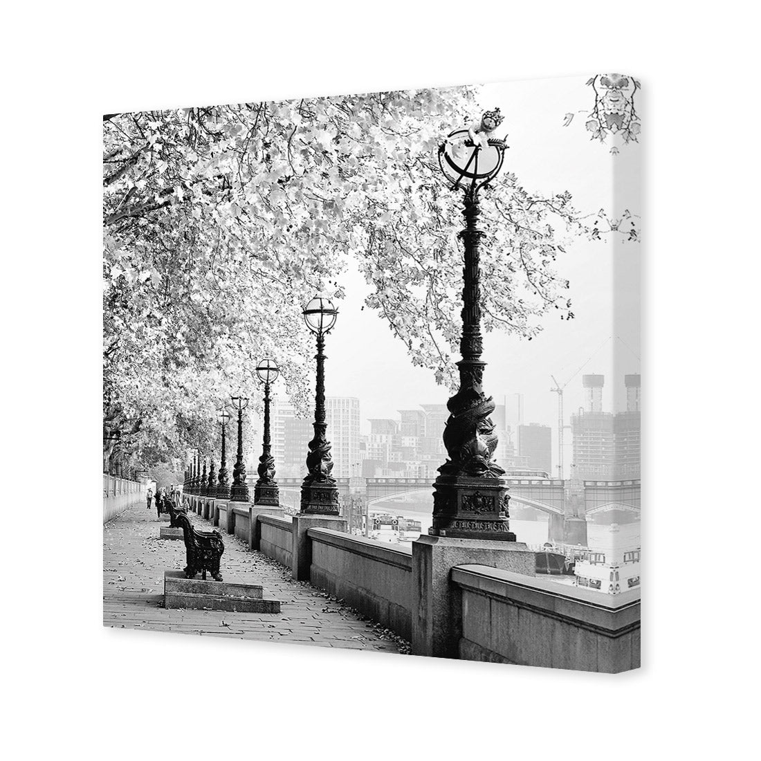 London Riverwalk, Black and White (Square)