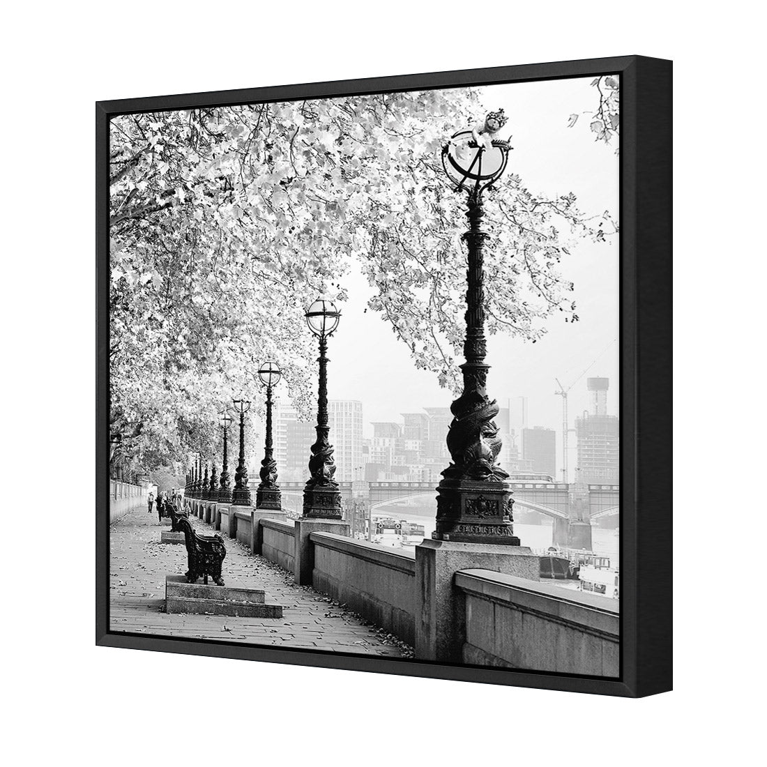 London Riverwalk, Black and White (Square)