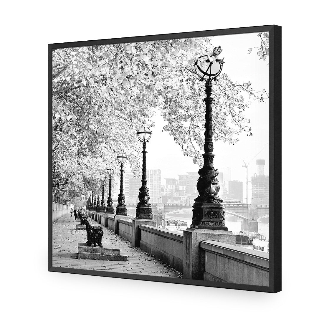 London Riverwalk, Black and White (Square)