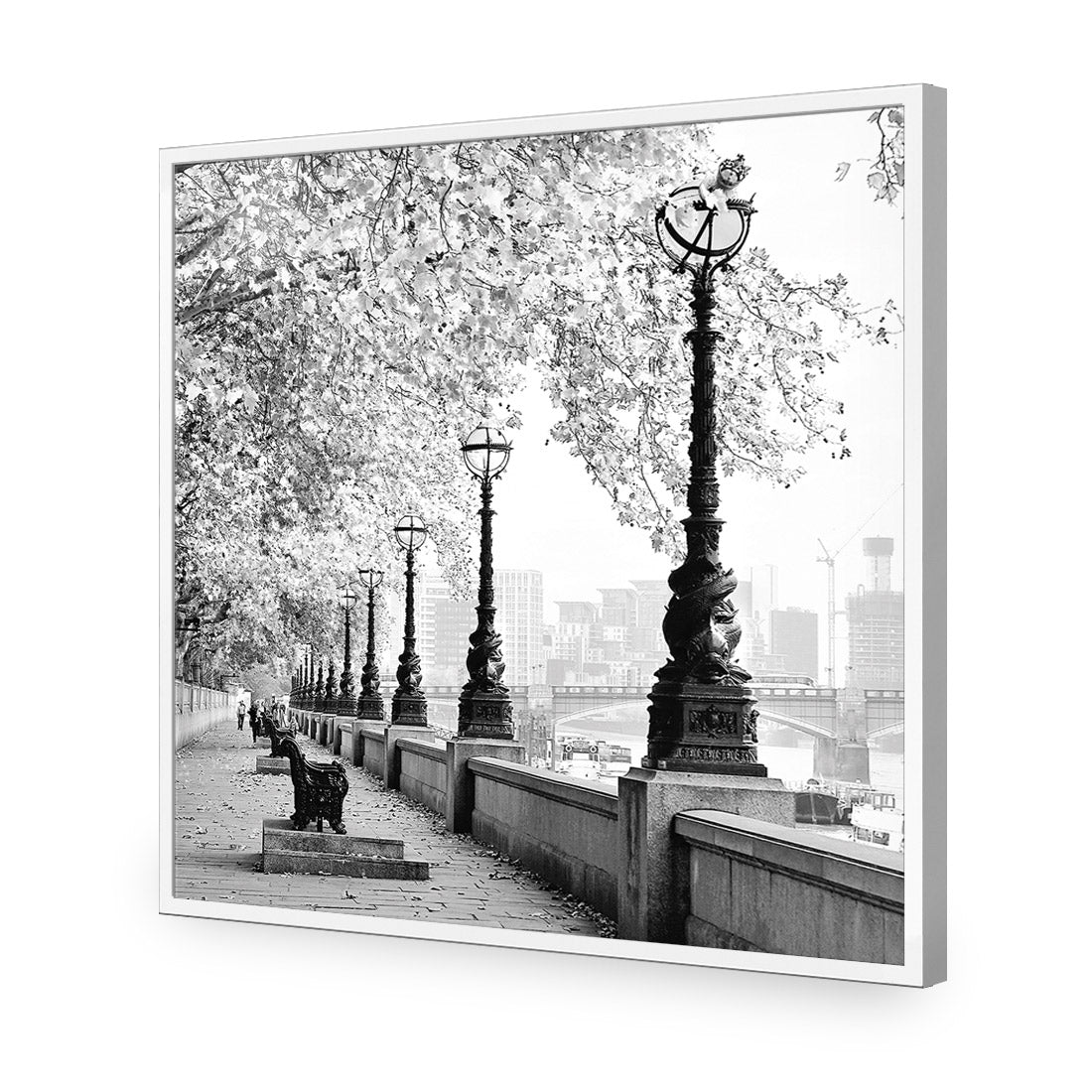 London Riverwalk, Black and White (Square)