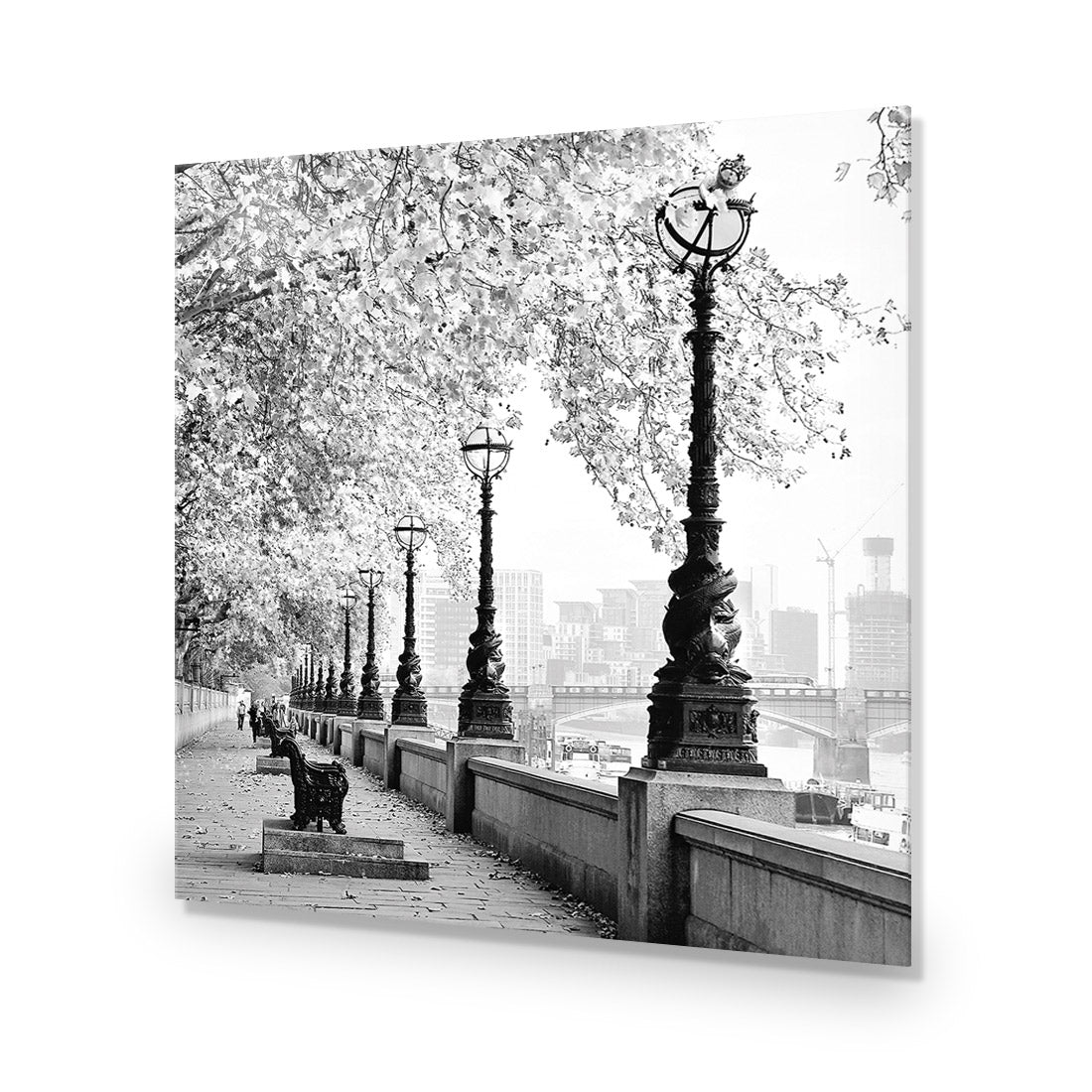 London Riverwalk, Black and White (Square)