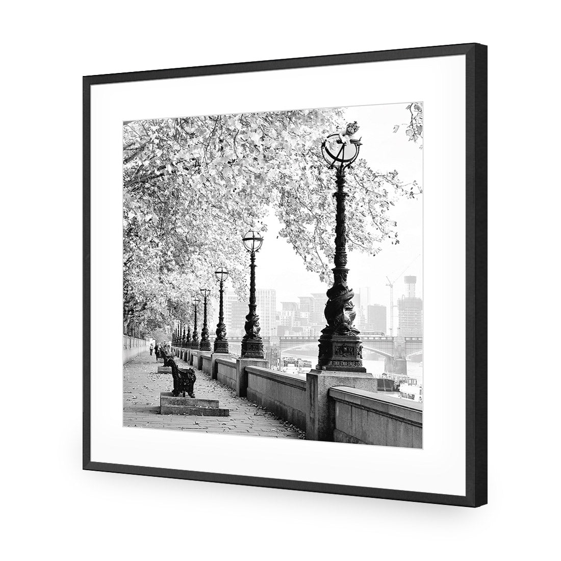 London Riverwalk, Black and White (Square)