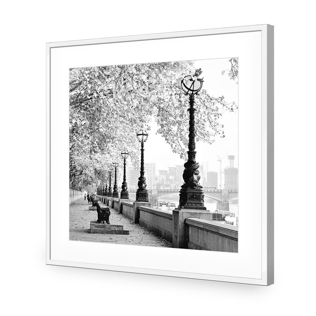 London Riverwalk, Black and White (Square)