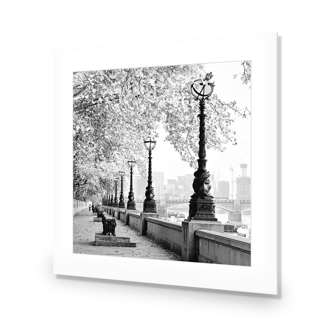 London Riverwalk, Black and White (Square)