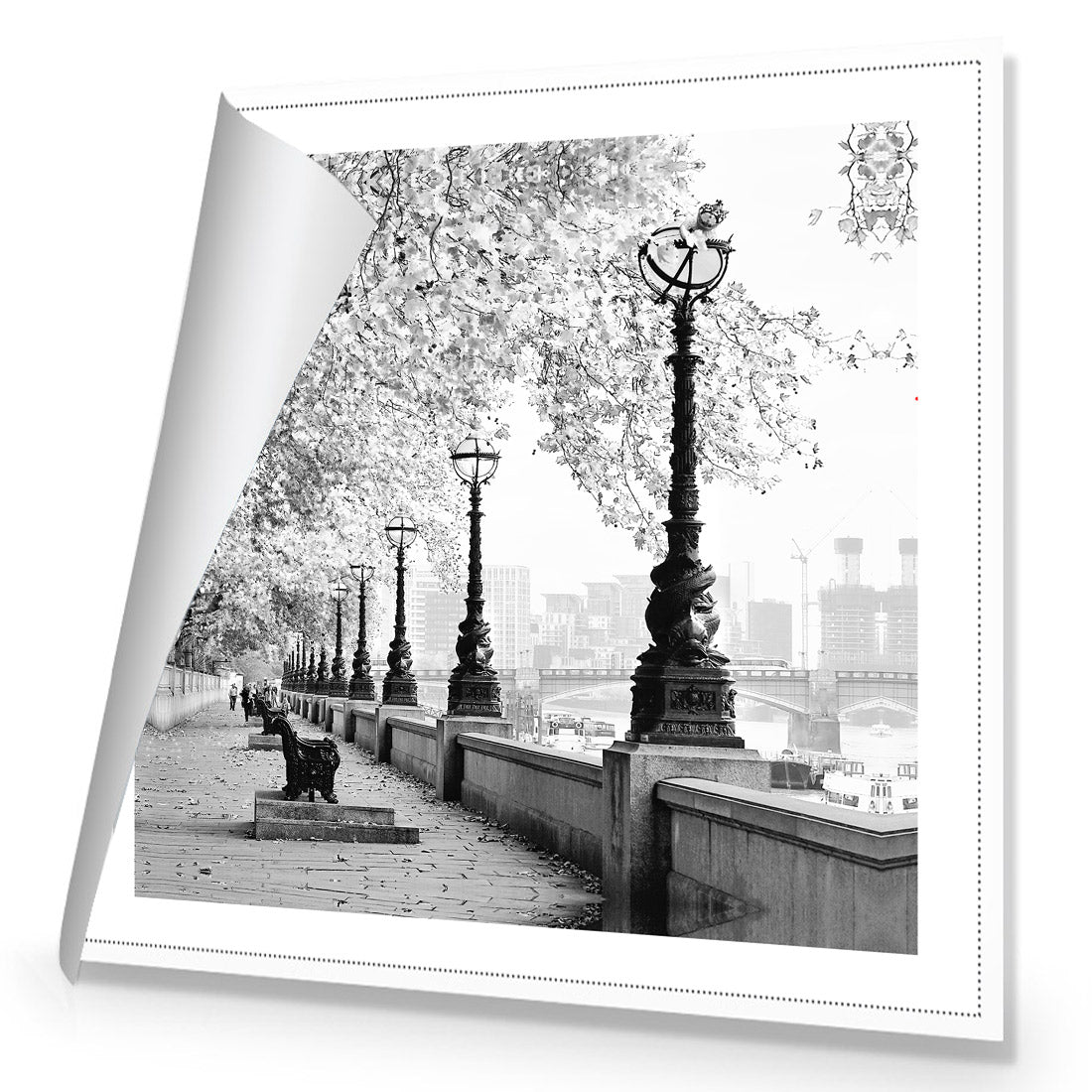 London Riverwalk, Black and White (Square)