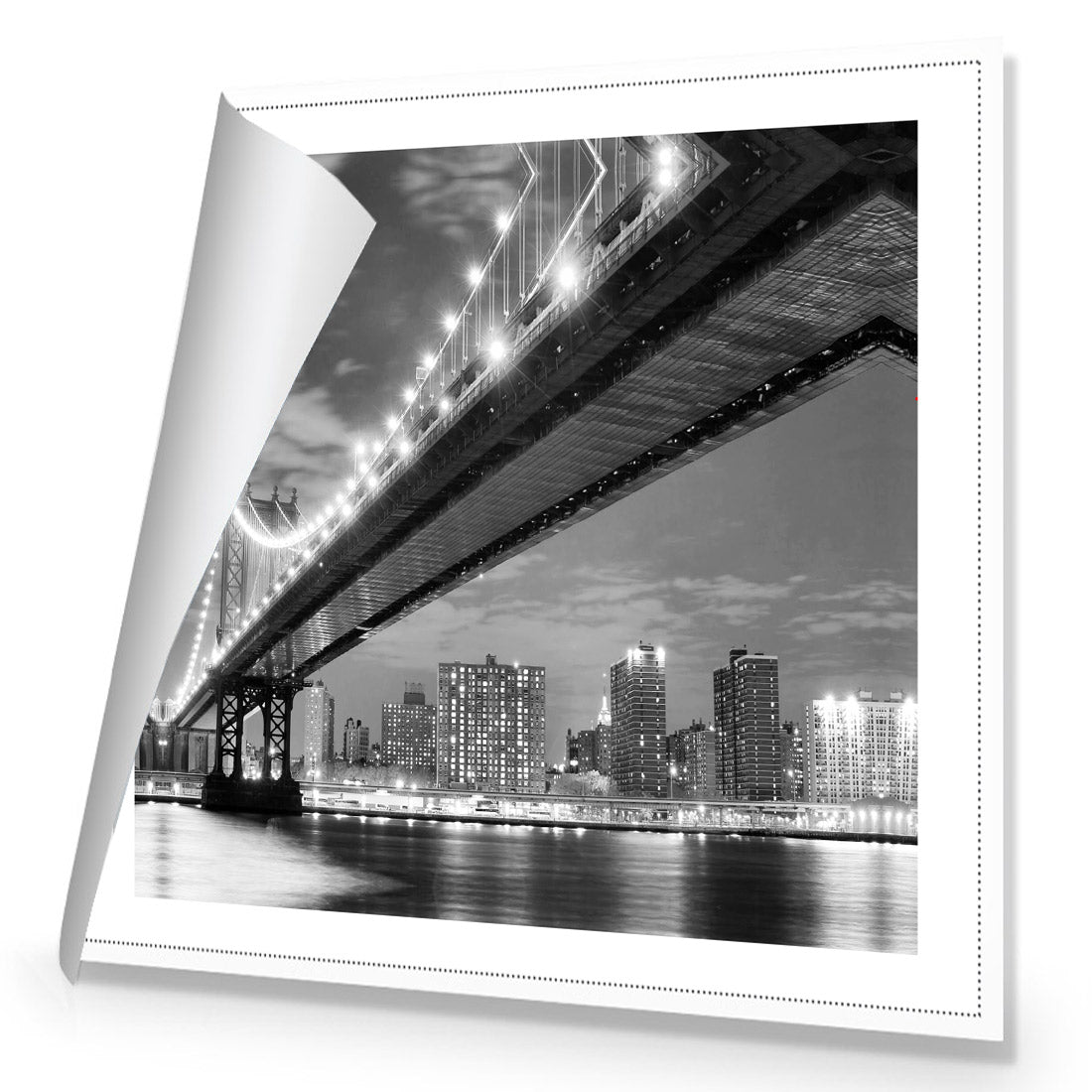 Bridge over New York, Black and White (Square)