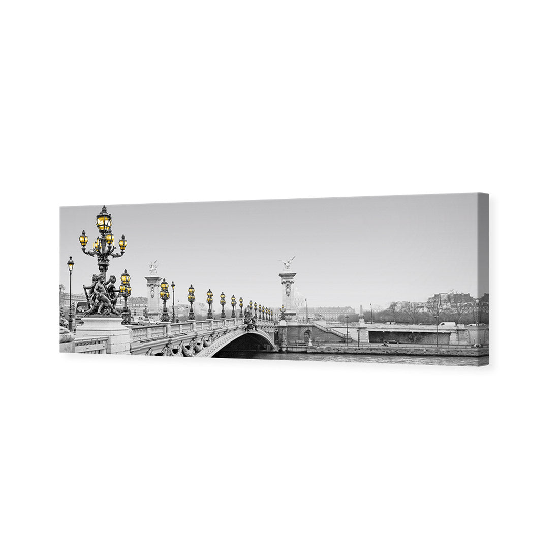 Paris Bridge, Black and White with lights (long)