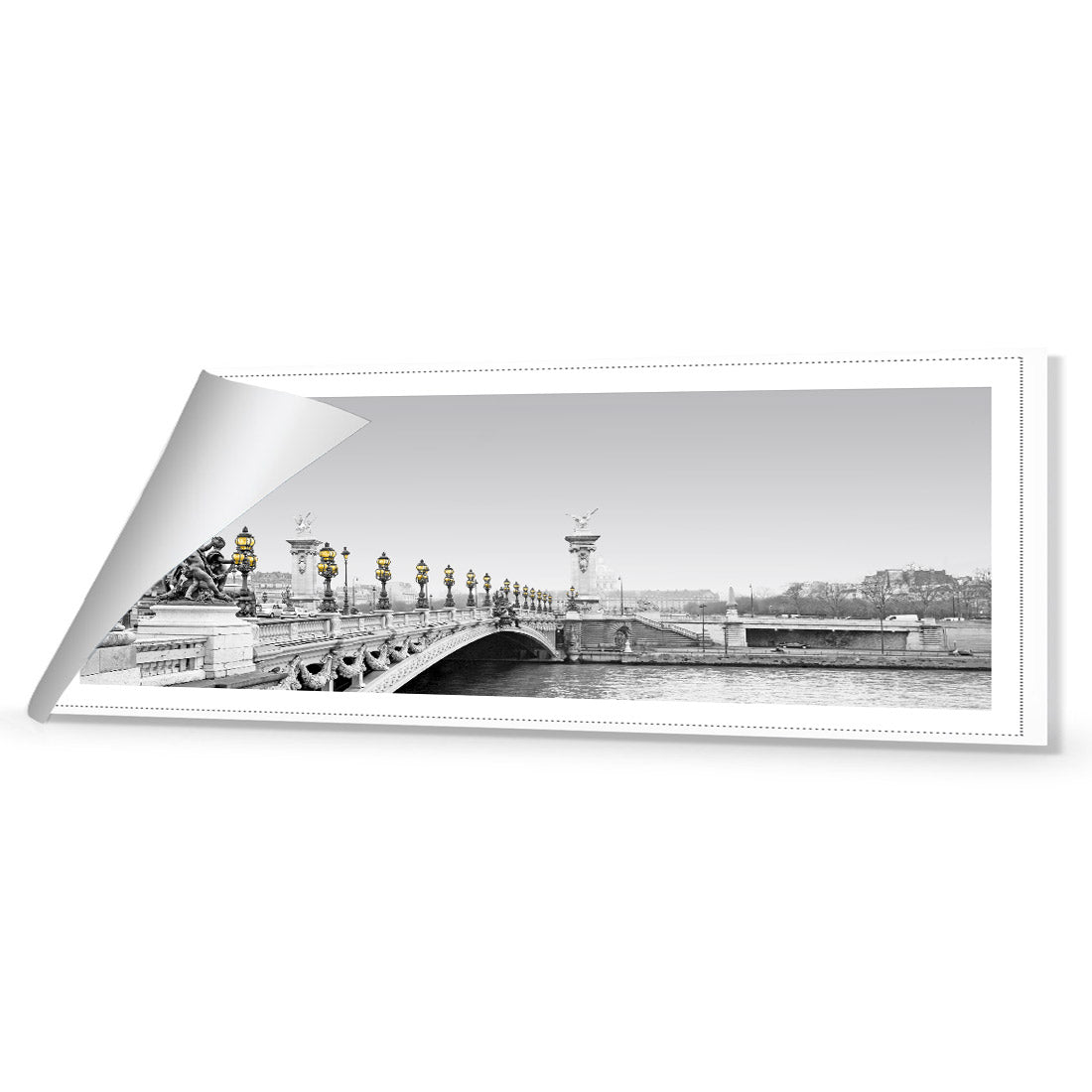 Paris Bridge, Black and White with lights (long)