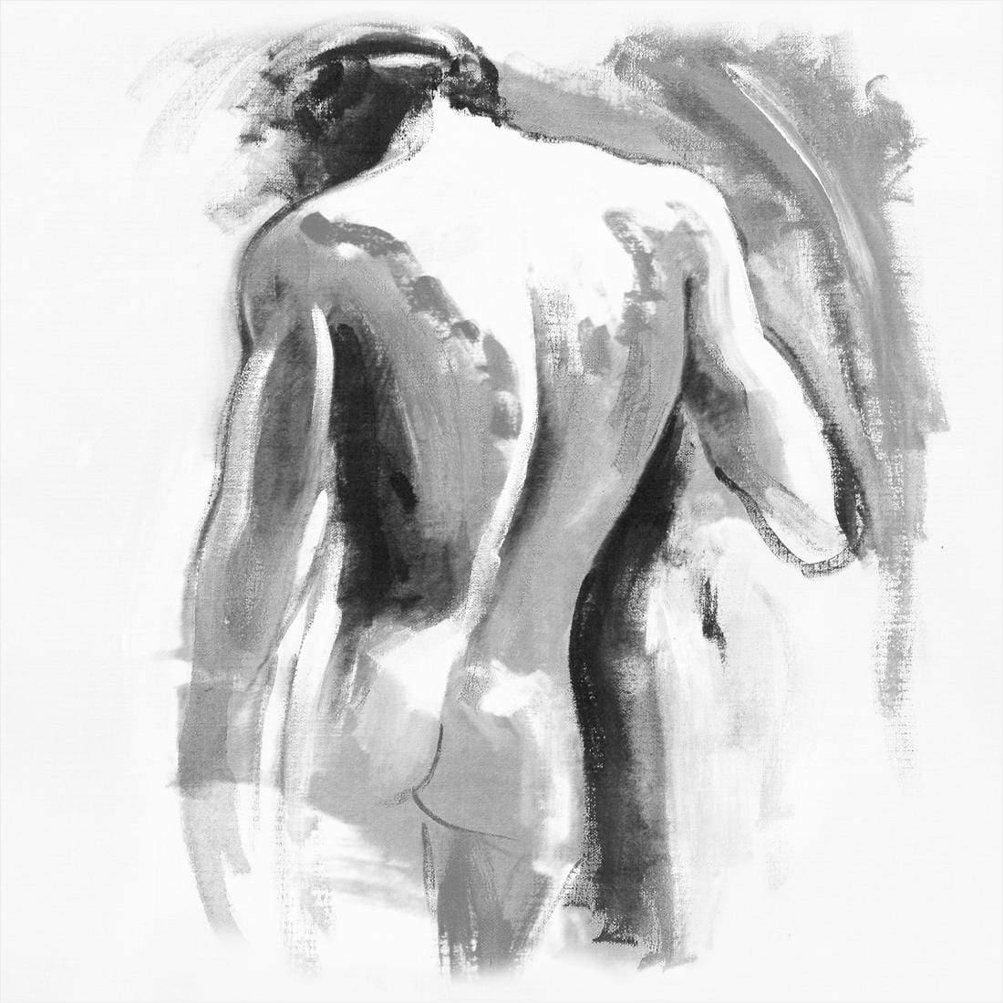 Nude Man, Black and White (Square)