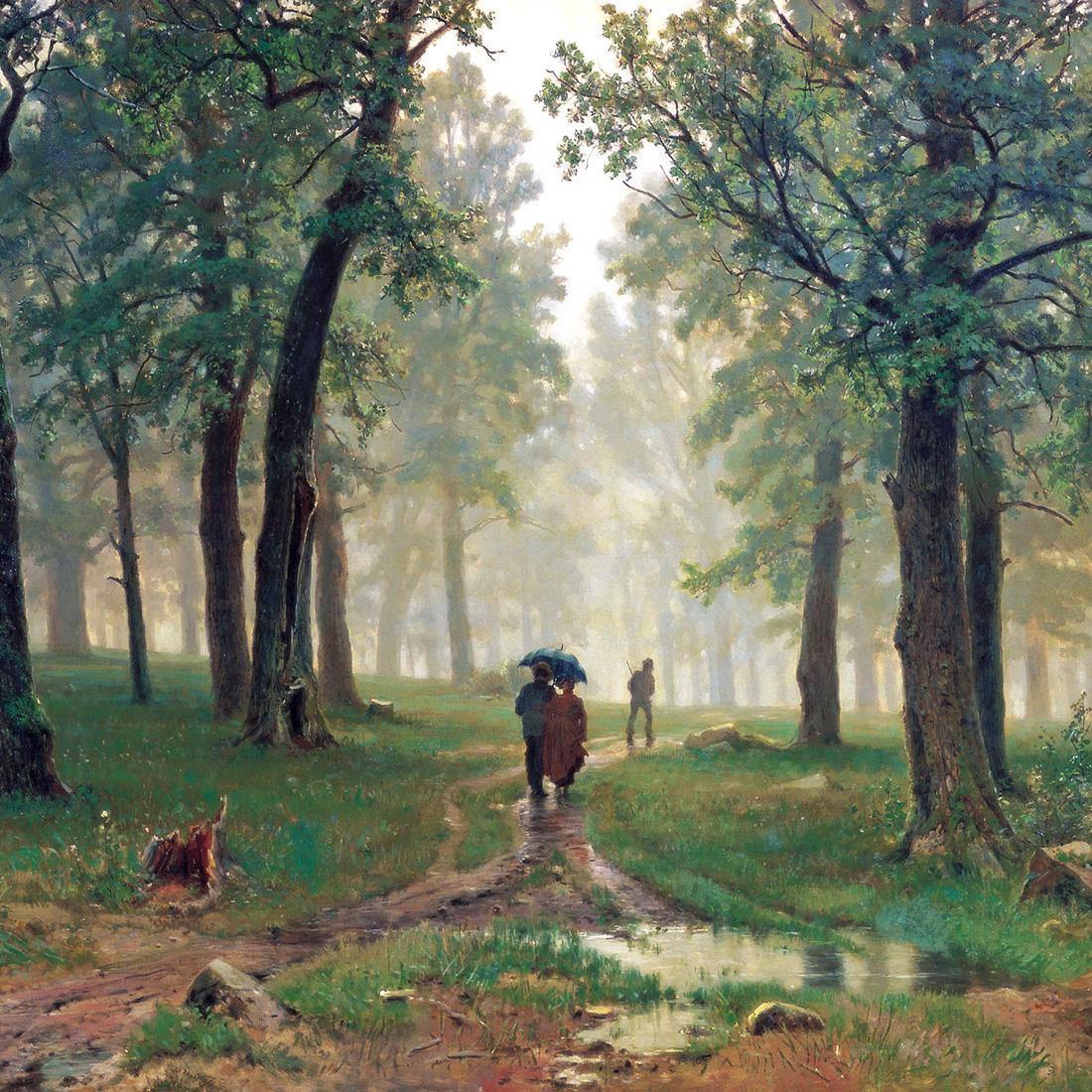 Rain in Oak Forest (Square) By Ivan Shishkin