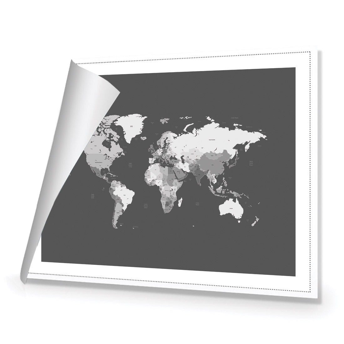 World Map, Grey