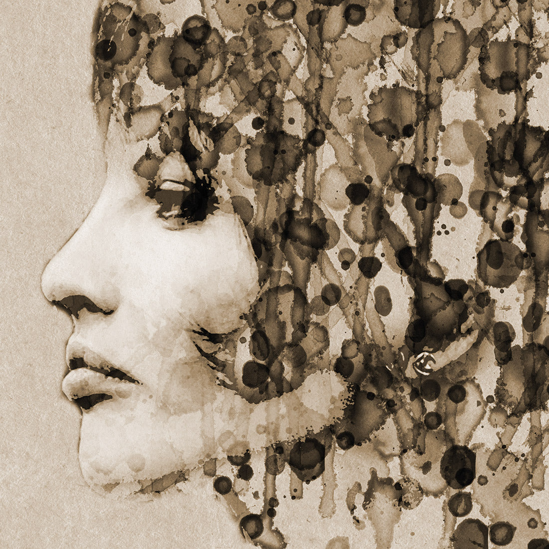 Abstract Hair, Sepia (square)