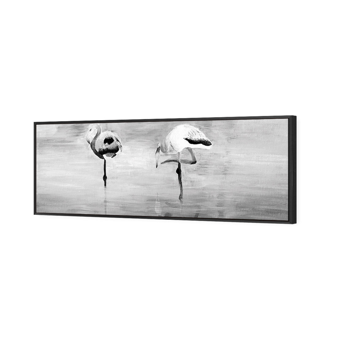 Painted Flamingoes, Black and White (long)