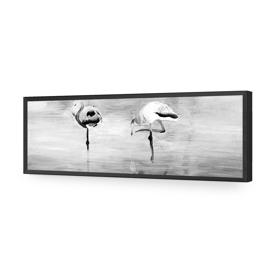 Painted Flamingoes, Black and White (long)