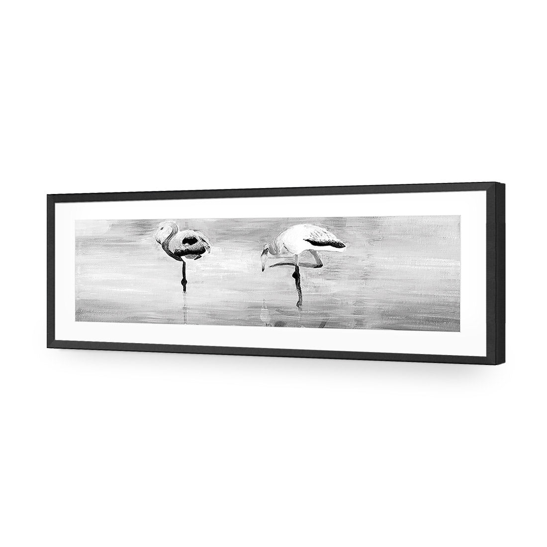 Painted Flamingoes, Black and White (long)