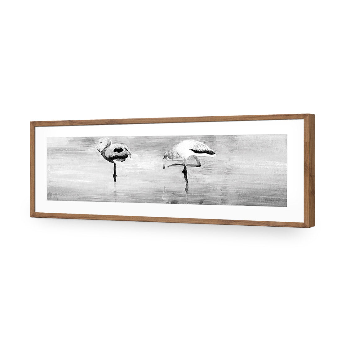 Painted Flamingoes, Black and White (long)