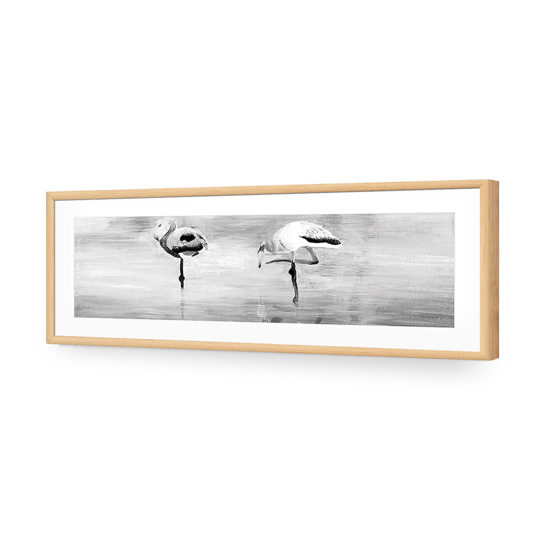 Painted Flamingoes, Black and White (long)