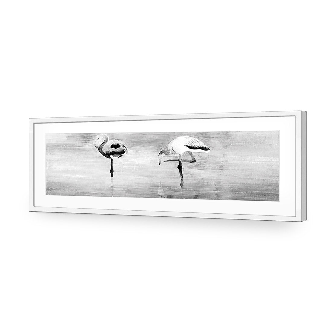 Painted Flamingoes, Black and White (long)