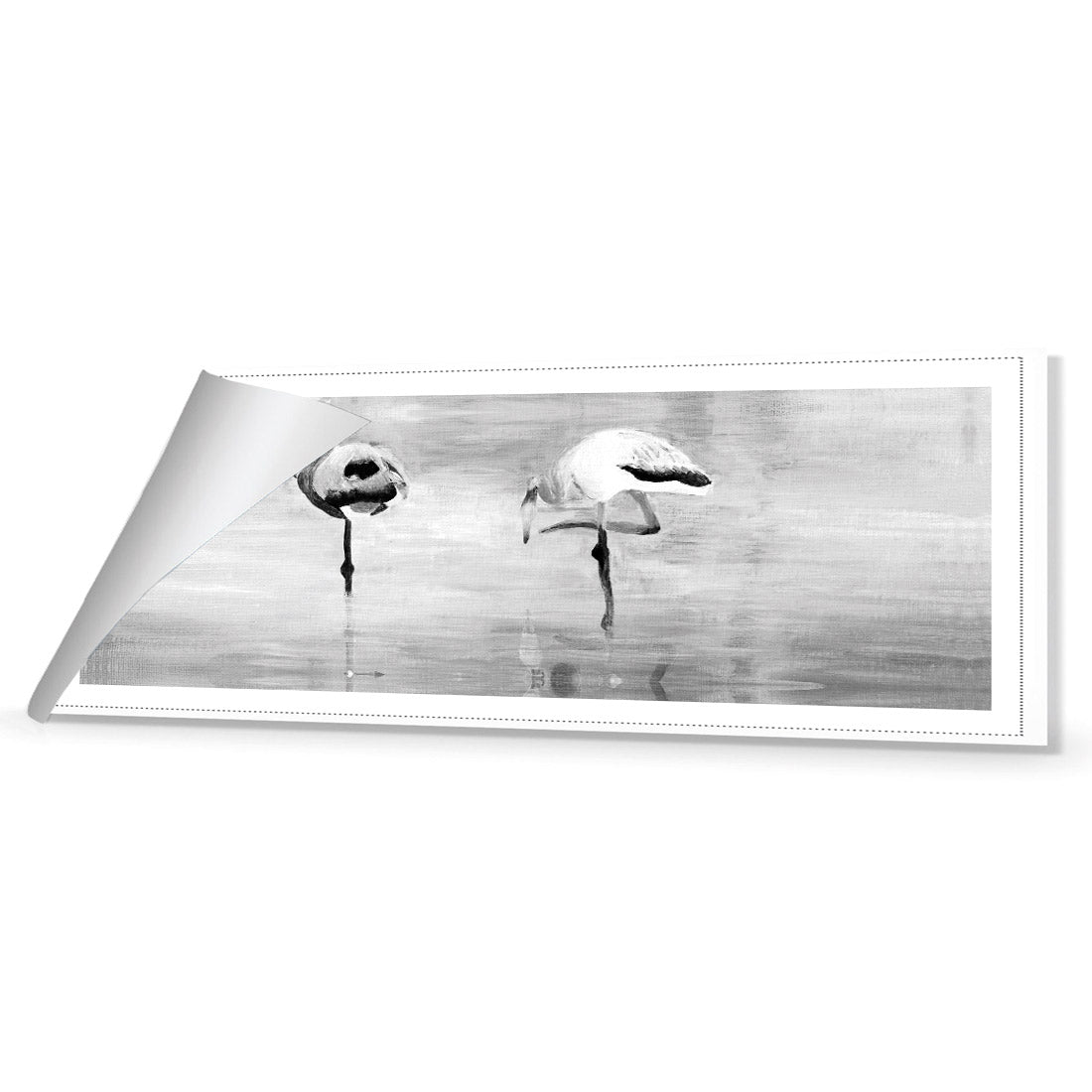 Painted Flamingoes, Black and White (long)