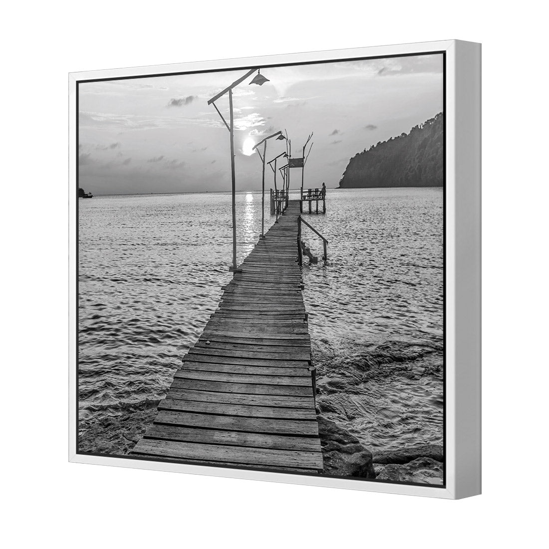 Old Wooden Jetty, Black and White (square)