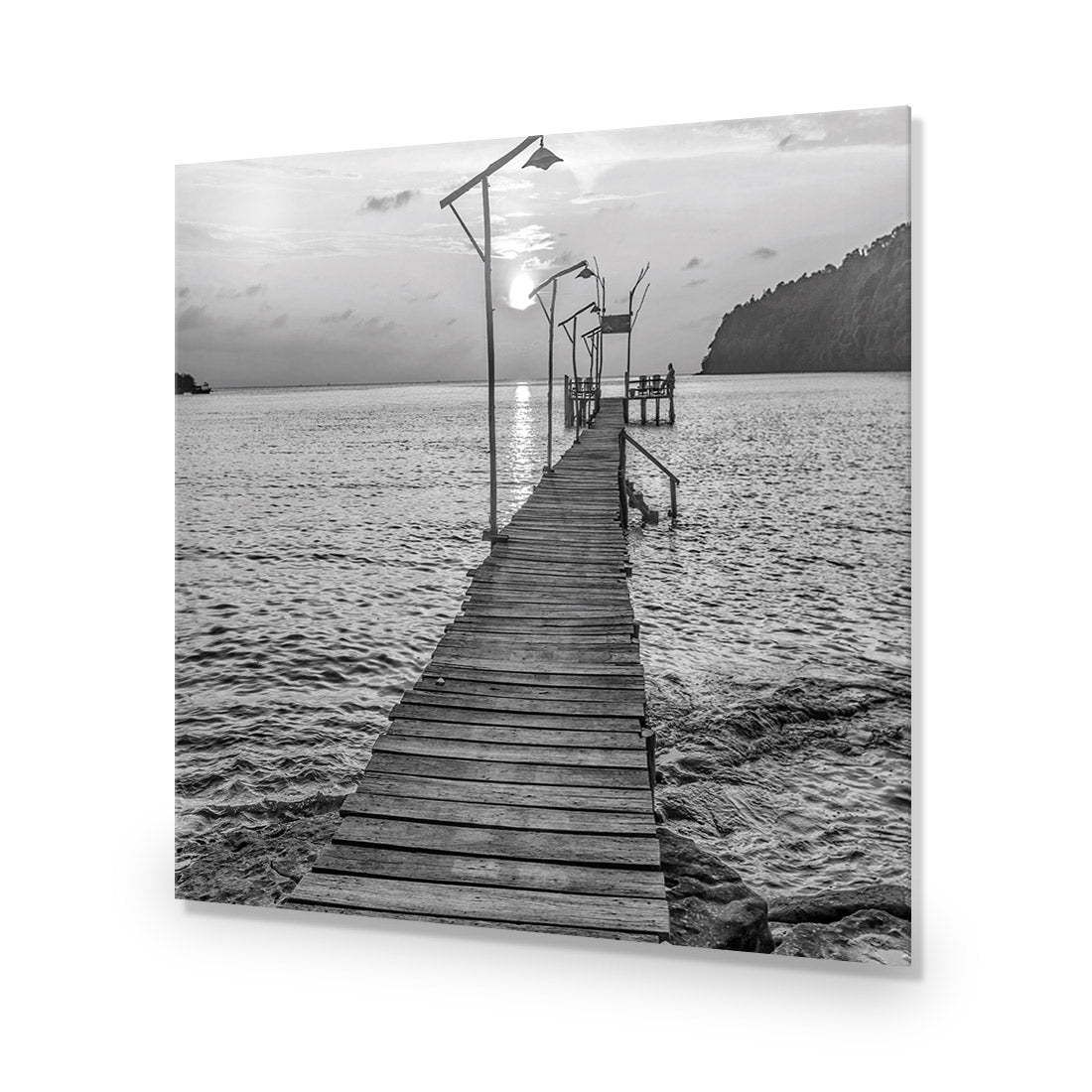 Old Wooden Jetty, Black and White (square)