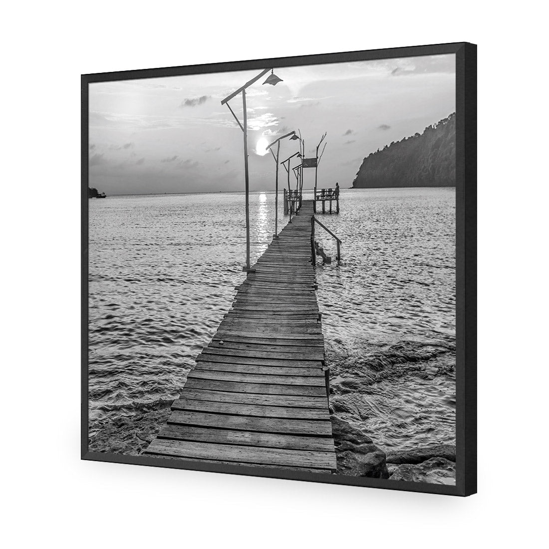 Old Wooden Jetty, Black and White (square)