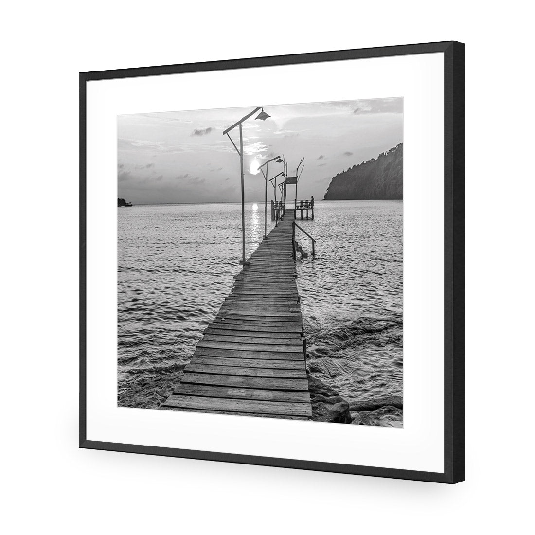 Old Wooden Jetty, Black and White (square)