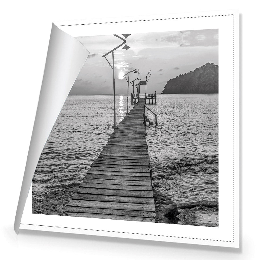 Old Wooden Jetty, Black and White (square)