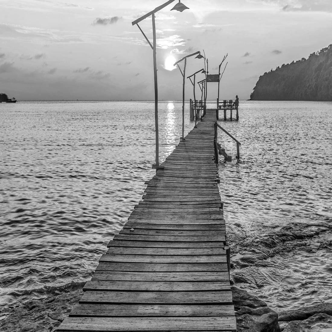 Old Wooden Jetty, Black and White (square)