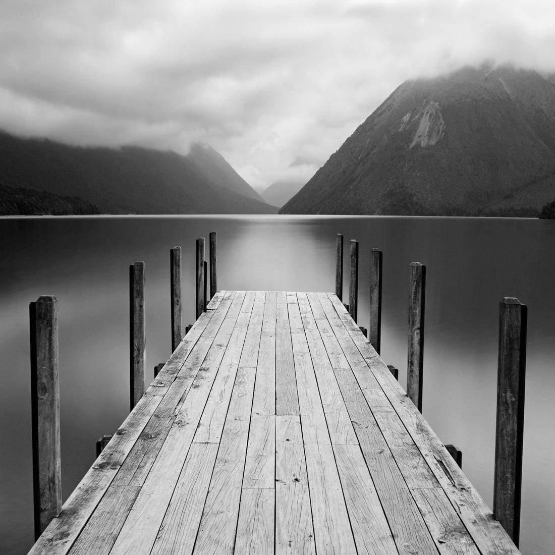 Tranquil Jetty, Black and White (square)