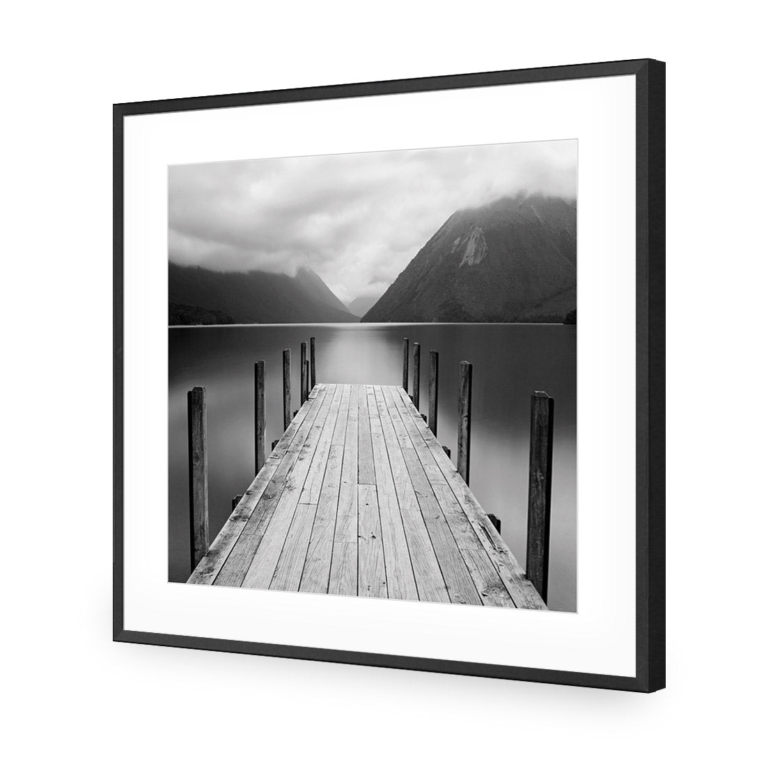 Tranquil Jetty, Black and White (square)