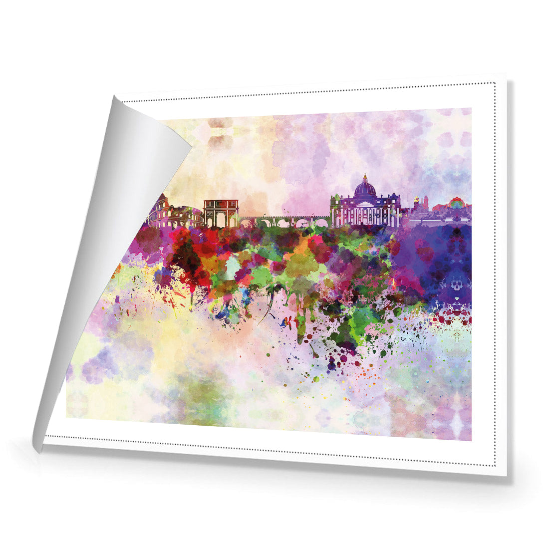 Rome Skyline Watercolour